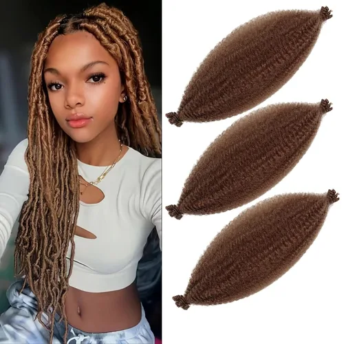 Marley Twist - Cabello trenzado marrón Spring Twist de 18 pulgadas, cabello Marley para rastas suaves de imitación mariposa, cabello trenzado rizado