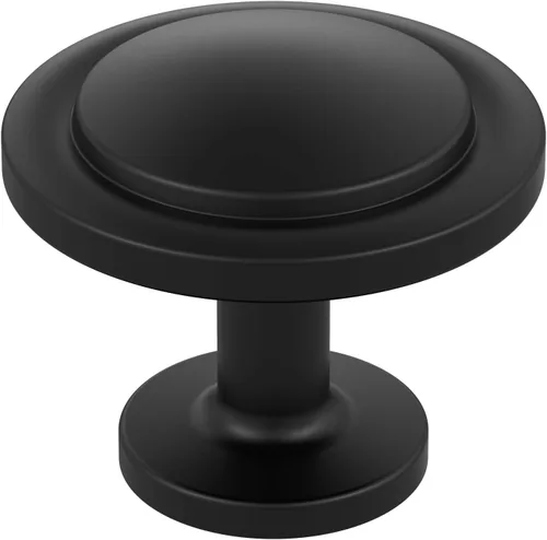 Amerock 10BX37025MB | Pomo de gabinete negro mate | Diámetro de 1-3/16 pulgadas (1.181 in) | Paquete de 10 unidades | Bucle | Herrajes para muebles