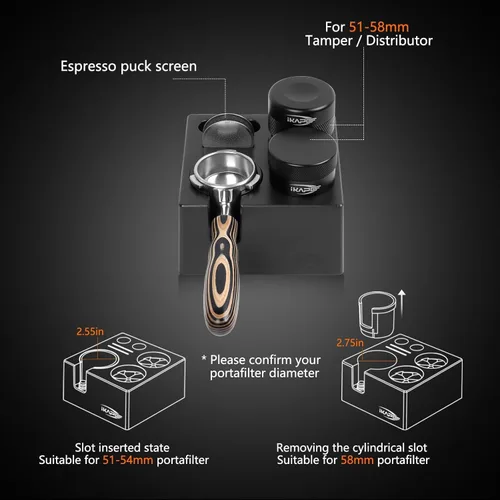 Miniatura 4 de IKAPE Caja ABS para Residuos de Café Espresso, Organizador de Café 7 en 1 Compatible con Almacenamiento de Manipuladores de Espresso de 51, 54, Negro