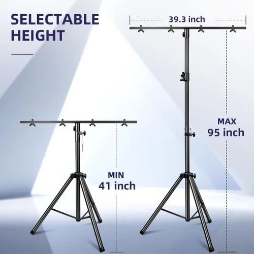 Miniatura 5 de DJ Lights Stand 41-95 Inch, Heavy Duty DJ Stand 1 Pack, Portable Par Can Tripod Stage Light Stand Adjustable Height, DJ Lighting T Bar Suitable for