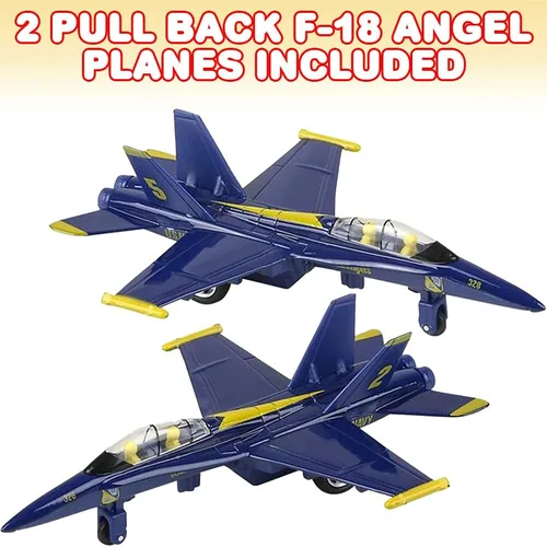 Miniatura 2 de ArtCreativity Avión de juguete de 6 pulgadas F-18 Blue Angels con mecanismo de retroceso (juego de 2), juguetes de avión de metal fundido a presión