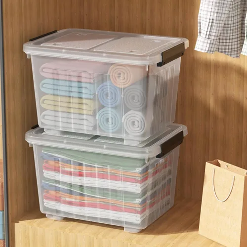 Miniatura 3 de Ggbin Caja de almacenamiento transparente de 30 cuartos de galón con ruedas, juego de 4 Plástico