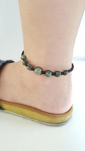 Miniatura 6 de Infinityee888 - Tobillera con cuentas de jade verde Feng Shui para hombres y mujeres, AK01, Piedra