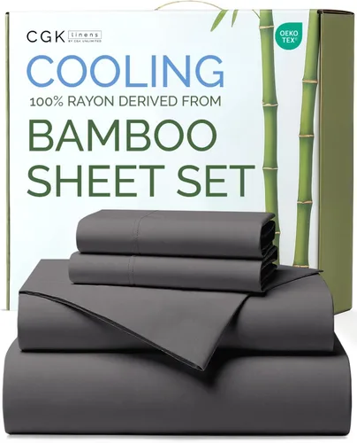 Miniatura 23 de Sábanas de bambú 100% rayón derivado de bambú, tamaño individual, sábanas refrescantes para individuales. Ropa de cama ultra suave, transpirable