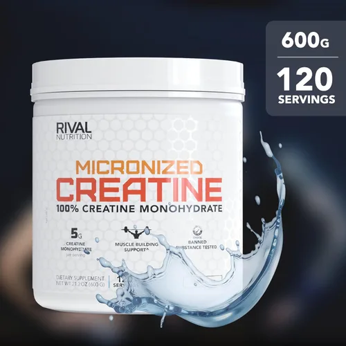 Miniatura 6 de RIVAL NUTRITION Creatina micronizada I 100% creatina monohidrato en polvo I sin sabor, 120 porciones, 21.16 oz por envase I 0.18 oz por porción I