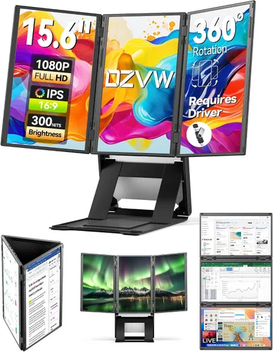 Miniatura 15 de Extensor de pantalla para laptop de 14" - Extensor de monitor IPS FHD 1080P de pantalla dual, monitor portátil para laptops de 13-17" con puerto