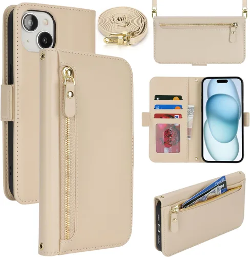 Miniatura 12 de Lipvina Funda tipo cartera para iPhone 12 Pro Max / 13 Pro Max para mujeres, bolsillo con cremallera, funda de teléfono de cuero PU con soporte