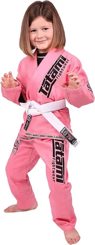 Tatami Fightwear Meerkatsu Animal Jiu Jitsu Gi, chaqueta de 425GSM, pantalones BJJ de sarga y cinturón blanco, rosa, M0, Rosado