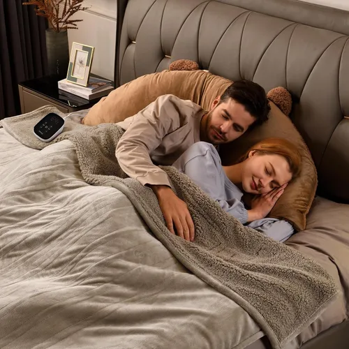 Miniatura 21 de Bearhug Manta eléctrica, 50 x 60 pulgadas, con 6 niveles de calefacción y apagado automático de 4 horas, lavable a máquina, de terciopelo suave a