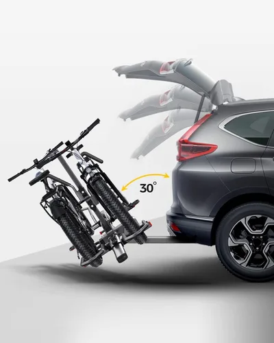 Miniatura 3 de KYX Soporte de bicicleta eléctrica montado en enganche de 220 libras, estilo plataforma de 2 bicicletas para autos, camiones, SUV, minivans, se