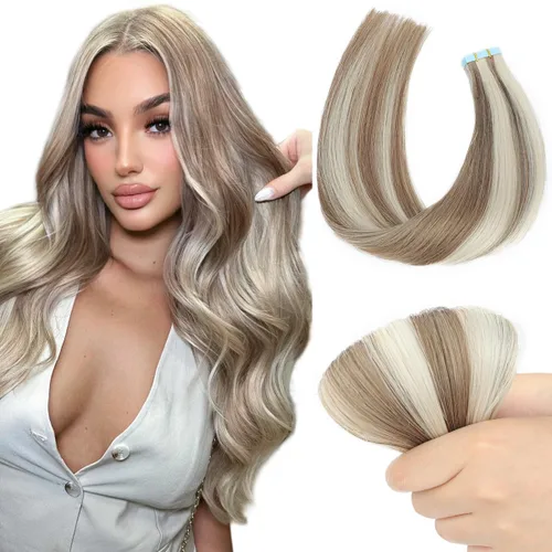 Miniatura 9 de Extensiones de cabello humano con cinta, color borgoña #99J, sin costuras, trama de piel, invisible, color rojo vino, extensiones de cabello lacio
