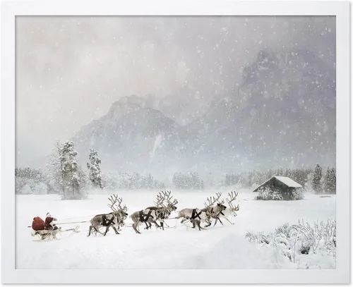 Miniatura 7 de Poster Master Póster Vintage de Vacaciones - Impresión Retro de Navidad - Regalo para Artista, Amigo - Papá Noel en Trineo de Renos, Invierno, Nieve