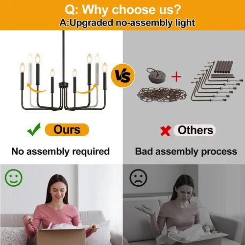 Miniatura 4 de Lynnoland - Candelabros de 6 luces de granja para comedor, accesorios de iluminación colgantes, lámparas industriales modernas para dormitorio