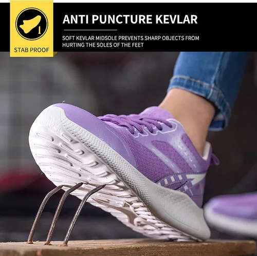 Miniatura 5 de Zapatos de seguridad para hombre con puntera de acero, zapatillas de trabajo ligeras, transpirables, antideslizantes, resistentes a pinchazos