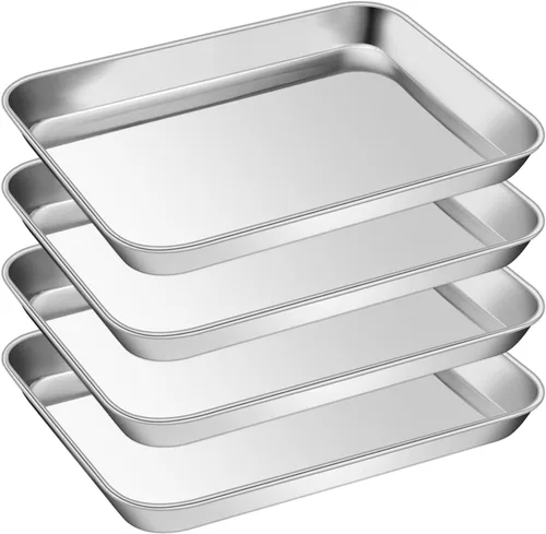 Miniatura 22 de P&P CHEF Bandeja para hornear galletas de 9 pulgadas, bandeja de acero inoxidable para cocina, utensilios para horno para múltiples usos, aspecto