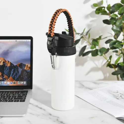 Miniatura 5 de Paracord Handle for Hydro Flask Water Bottles Standard/Wide Mouth, Strap Holder with Safety Rubber Ring & Carabiner, Easy to Carry and Durable