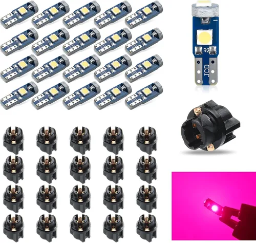 Paquete de 20 luces LED T5 para tablero de automóvil, bombilla de luz 3030-3SMD de repuesto con enchufe de bloqueo giratorio, bombilla LED para