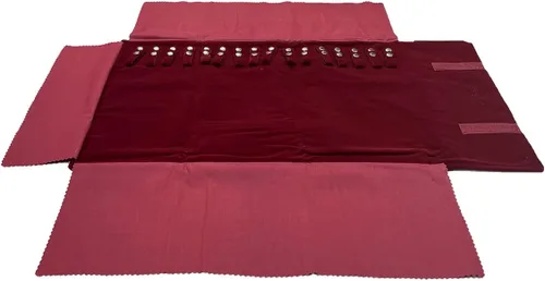 Miniatura 6 de UnionPlus Estuche de joyería de viaje, organizador de bolsas para collares, pulseras, color borgoña