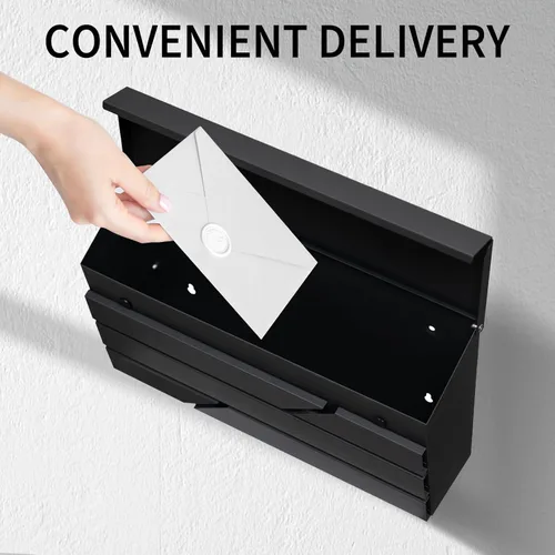 Miniatura 6 de Buzón de montaje en pared para casa exterior, buzón de gran capacidad con caja de depósito, caja postal de acero galvanizado y metal a prueba