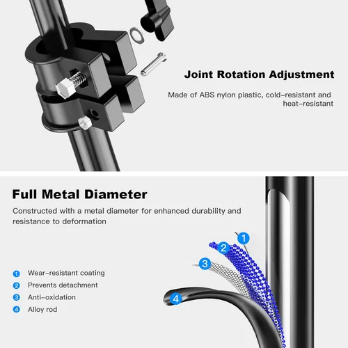Miniatura 6 de Soporte de luz resistente de 9.8 pies / 9.8 ft ajustable de 22.0 lbs/22 libras, carga máxima, soporte de trípode acolchado de aire con rosca de 1/4