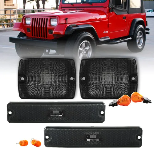 USR DEPO 94-95 YJ - Luces de señalización laterales COMBO ahumadas para parachoques delantero + juego de luces de marcador lateral de 94-95 YJ SMOKE