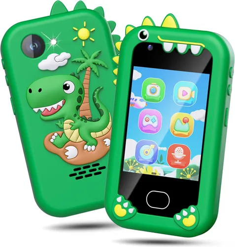 Miniatura 14 de Teléfono inteligente para niños, pantalla táctil, teléfono celular de doble cámara para niños, regalos de cumpleaños, dinosaurio para niños de 3 a