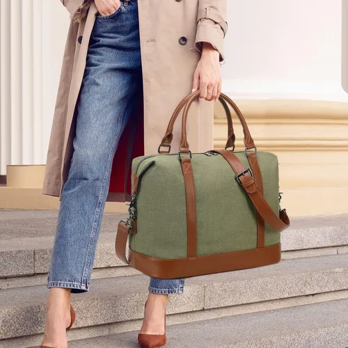 Miniatura 33 de BLUBOON Bolsas de viaje con cremallera, bolsa de lona para mujer, bolsa de fin de semana para mujer, bolsa de lona para llevar en la bolsa de lona