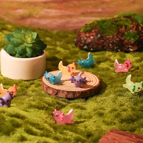Miniatura 3 de 28 piezas de mini dijes de ajolote de resina a granel a granel de 7 colores diminutos ajolote de resina, figuritas de juguete, adorno pequeño