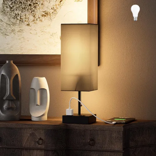 Miniatura 14 de Lámpara de mesa YIDPU para dormitorio, lámpara de mesita de noche para cabecera con tomas de corriente AC, lámpara de escritorio LED ajustable de 3