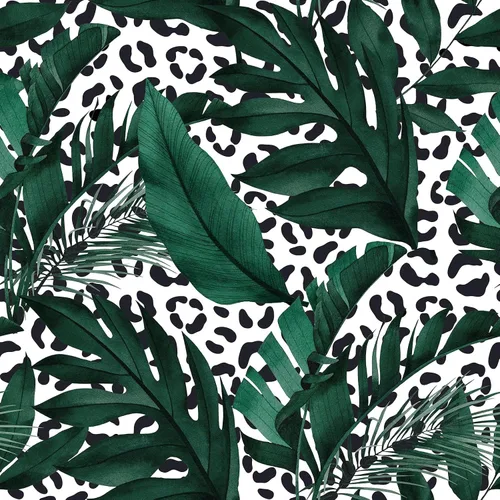 CRE8TIVE 24"x118" Papel pintado de hoja de plátano Monstera para despegar y pegar Papel pintado de leopardo blanco y negro extraíble Papel de