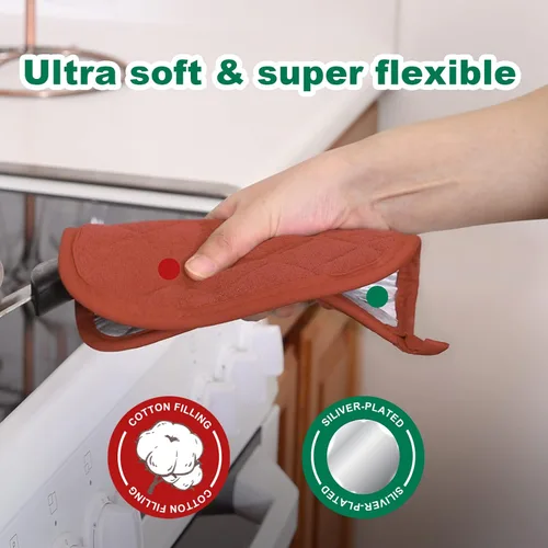 Miniatura 3 de Joyhalo Paquete de 6 agarraderas para ollas de cocina, agarradera de horno de algodón con gran resistencia al calor, almohadillas térmicas Especias