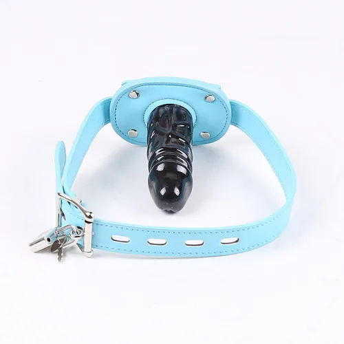 Miniatura 9 de YiFeng Consolador con cerradura Pene Boca Mordaza con bloqueo Bondage Correa de cuero en BDSM Juguete sexual para adultos (Largo)