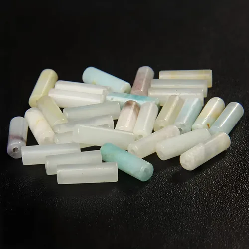 Miniatura 3 de HAAMIIQII Cuentas de tubo de amazonita natural de 0.512 x 0.157 in, cuentas sueltas de piedra cilíndrica para fabricación de joyas, 15 pulgadas