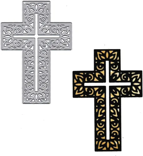Hying Troqueles de corte de marco cruzado de religión de Pascua para hacer tarjetas y decoraciones de álbumes de fotos, troqueles de cruz hueca,
