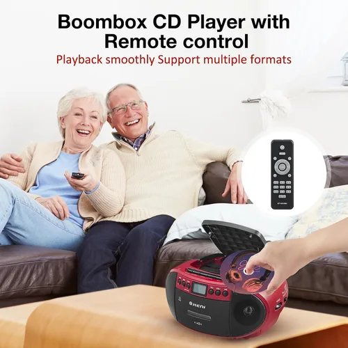 Miniatura 3 de G Keni Combo portátil de reproductor de CD y cassette Boombox, grabadora de cinta de casete con control remoto, radio AM FM, reproducción USB
