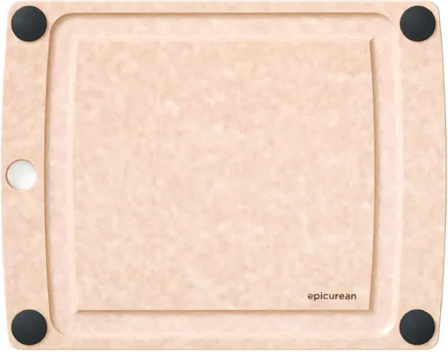 Epicurean Tabla de cortar todo en uno con pies antideslizantes y ranura para jugos, 11.5 x 9 pulgadas, natural/negro Natura/Negro