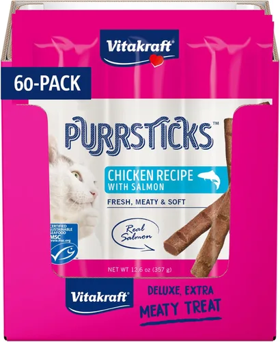 Miniatura 12 de Vitakraft PurrSticks - Golosinas suaves nutritivas y saludables para gatos, palitos de carne asada al horno suavemente para gatos con 70% de carne