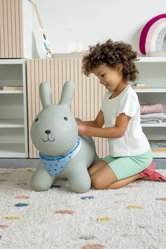 Miniatura 8 de Kindsgut Conejo de tolva de animales hinchables para niños, diseñado en Alemania, colores divertidos y modernos, bomba de aire incluida