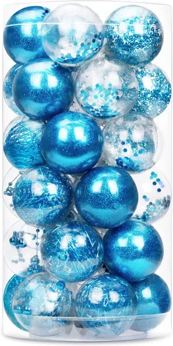 Miniatura 18 de 24 unidades - Adornos de bolas de Navidad colgantes de plástico transparente inastillable con bolas delicadas decorativas (2.36"/60mm, negro)