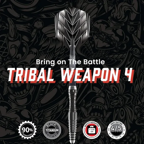 Miniatura 5 de Dardos de tiro con punta de acero, arma tribal 4 (0.78 oz/ 0.85 oz/ 0.92 oz), barriles 90% tungsteno, equilibrado con agarres de precisión, juego