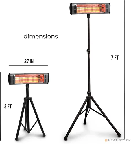 Miniatura 7 de Heat Storm HS-1500-TT Infrarrojo, cable de 7 pies, trípode + calentador, negro