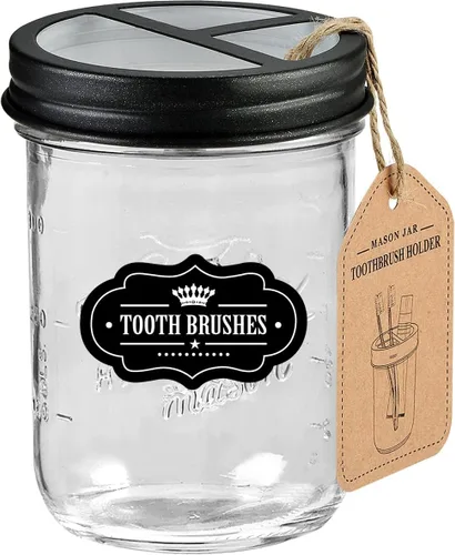 Miniatura 9 de Mason Jar - Soporte para cepillos de dientes – Bronce – con vidrio genuino de 16 onzas Mason Jar para tarro Mason de boca regular, acero inoxidable