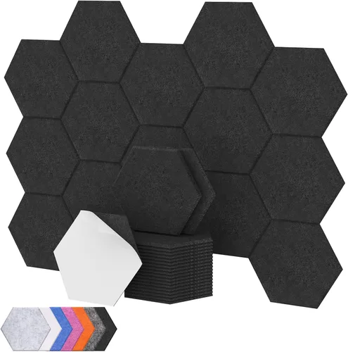 Miniatura 14 de TONOR - Paquete de 18 paneles acústicos hexagonales de alta densidad, paneles de pared insonorizados de 12 x 10 x 0.4 pulgadas, paneles absorbentes