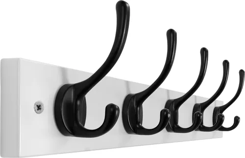 Miniatura 17 de Dseap Perchero de abrigos montado en la pared: 16" de agujero a agujero, colgador de abrigos con 5 ganchos de metal para colgar abrigos, toallas