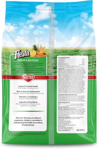Miniatura 11 de Comida para ratones y ratas Kaytee Fiesta, mezcla nutritiva y divertida, apoya la salud dental y la digestión, 2 libras