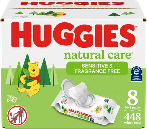 Miniatura 11 de Huggies Natural Care Sensitive Toallitas para bebé, sin perfume, hipoalergénicas, 99% de agua purificada, 24 paquetes suaves de 56