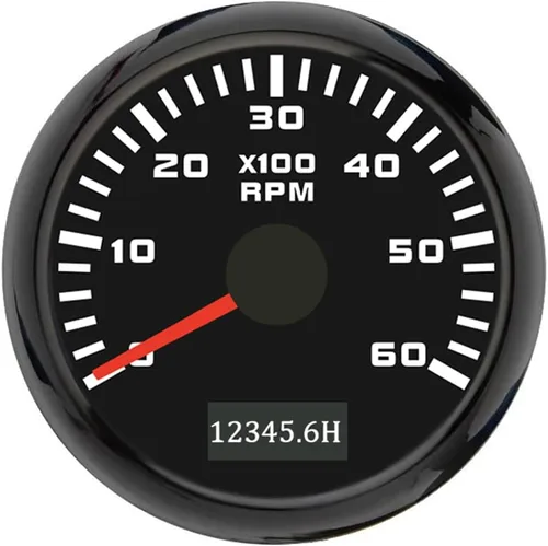 Miniatura 6 de ELING 52mm Generador 3000RPM Tacómetro con medidor de horas 12V 24V con retroiluminación roja Negro+Negro