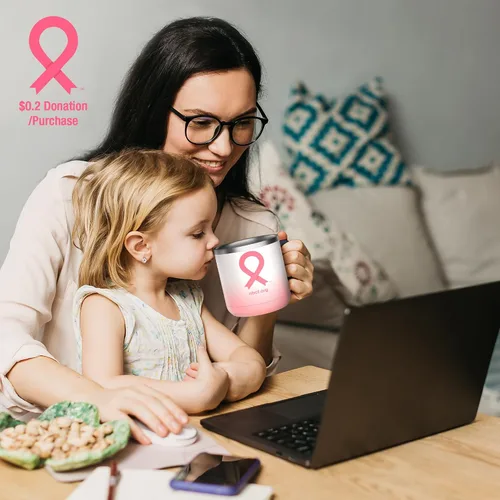 Miniatura 6 de HAUSHOF Taza con tapa, taza de café aislada de 14 onzas con asa para la mejor mamá, regalos de cumpleaños de Navidad, cinta rosa Lazo rosado