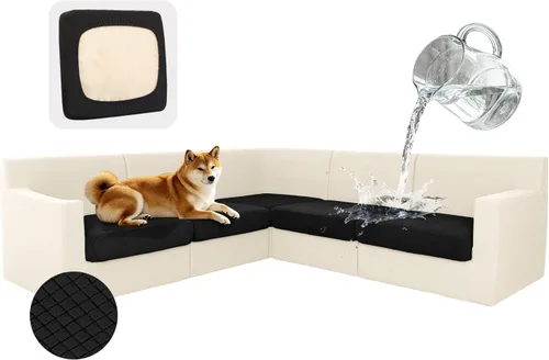 Miniatura 14 de ALIECOM Fundas 100% impermeables para sofá seccional esquinero en forma de L, fundas de cojín de jacquard elásticas para mascotas y perros