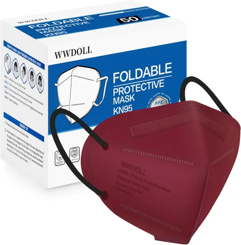 Miniatura 8 de WWDOLL - Paquete de 50 mascarillas KN95, mascarillas KN95 de 5 capas transpirables, con elástico para las orejas y clip de puente nasal, protección